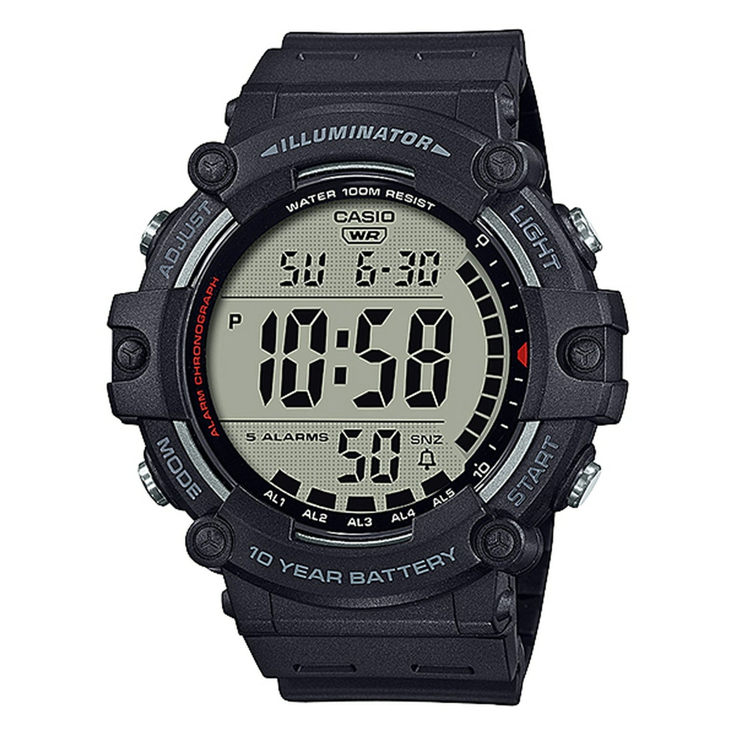 Casio Large LCD Digital Wristwatch Adult Mens Black