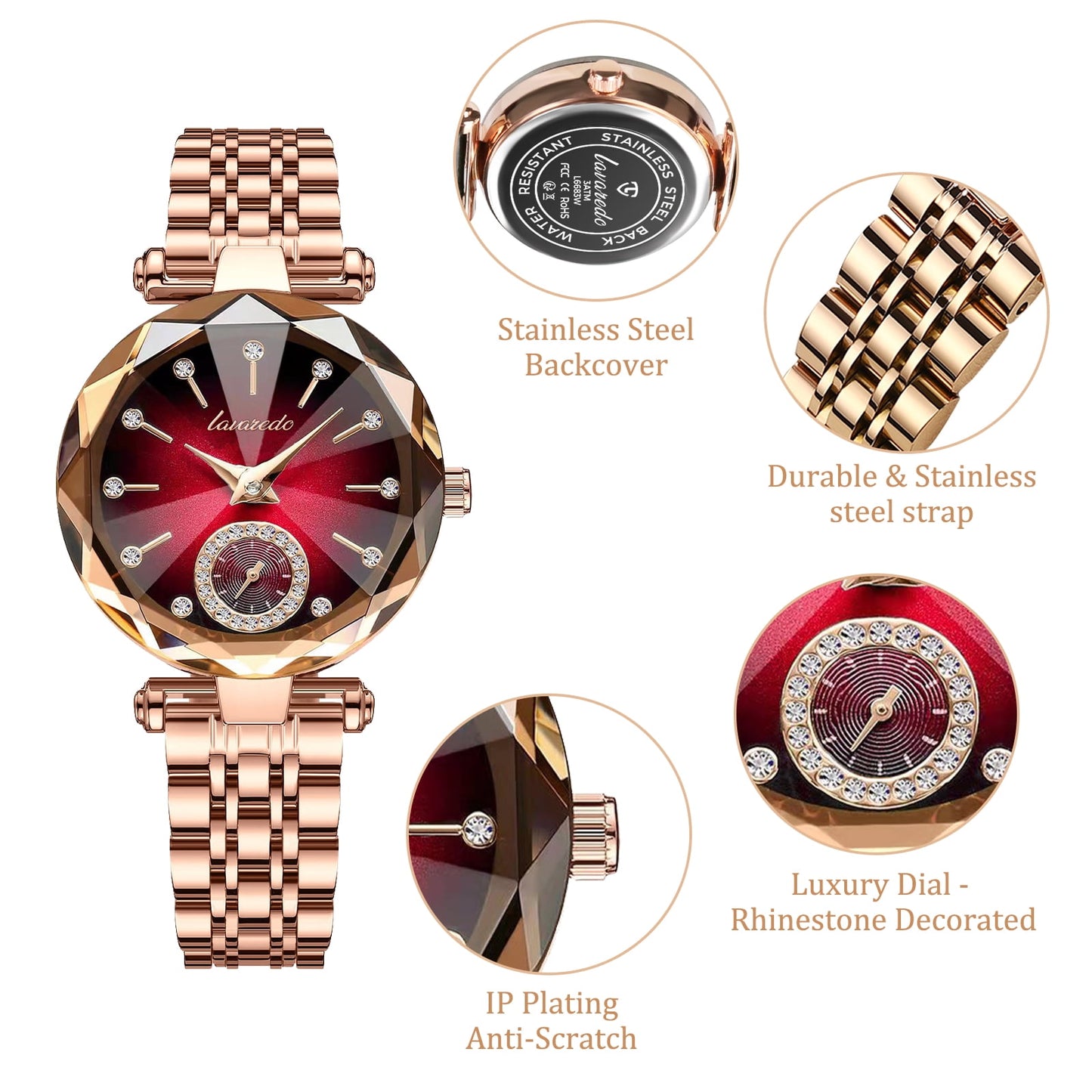 Women Watch Fashion Diamond Analog Quartz Wristwatches Luxury Ladies Watch with Stainless Steel Band Waterproof Wristwatches Gift for Women