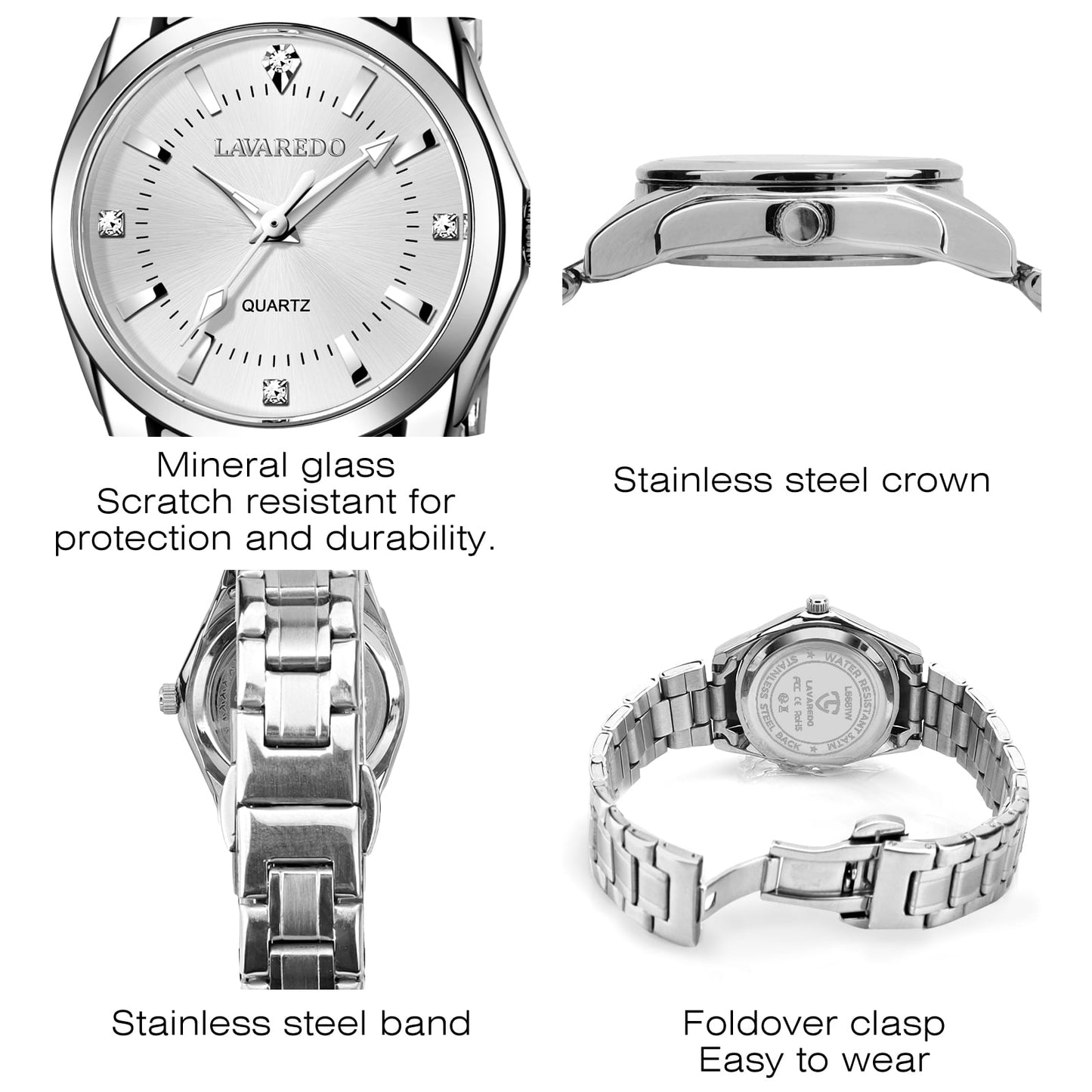 Bomieux Women Watch Quartz Lady Wristwatch with Solid Stainess Steel Band Luminous Pointer 3ATM Waterproof Watch Gift for Woman