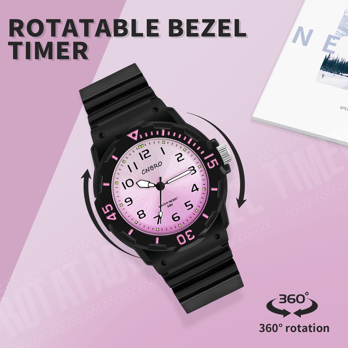 Findtime Women's Wrist Watches Nurse Watches with Second Hand for Women Waterproof Easy Read Dial Minimalist Basic Watch Luminous Nursing Watch for Women Gold Black Green White Pink