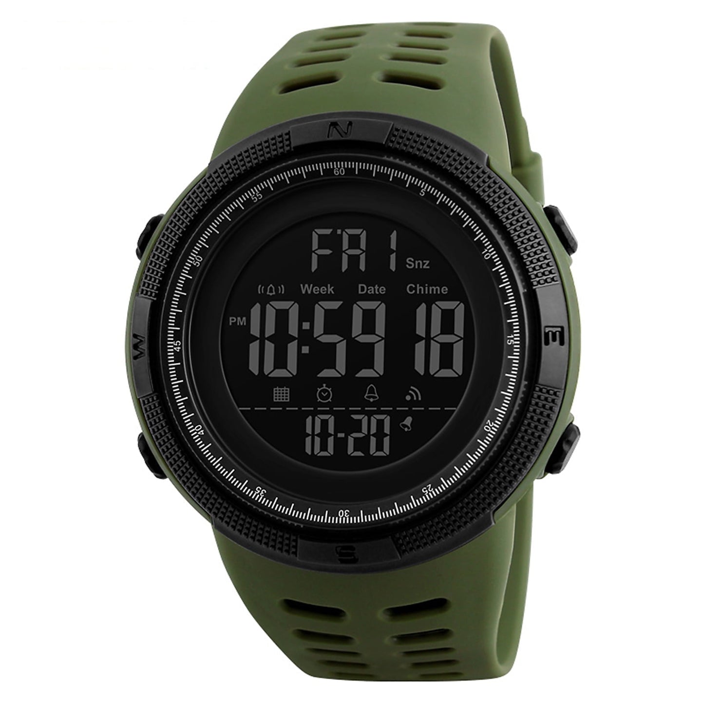 SKMEI Men's Watch Waterproof Digital Sport Watch Military Digital Watches for men Alarm Back Light Classic Large face Watch Army Green