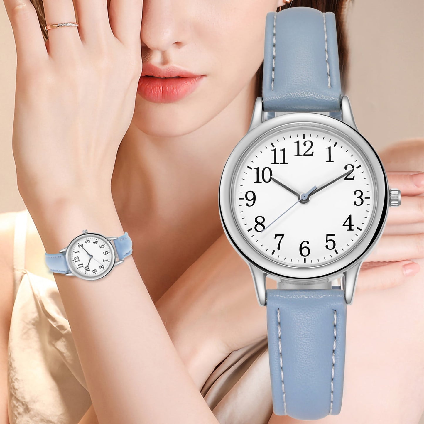 Transer Reloj Clásico de Mujer con Correa de Cuero, Negro