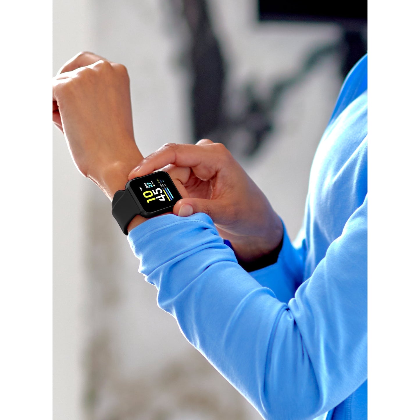 iTech Fusion 3 Unisex Adult Rectangular Smart Watch, Black, Silicone Strap