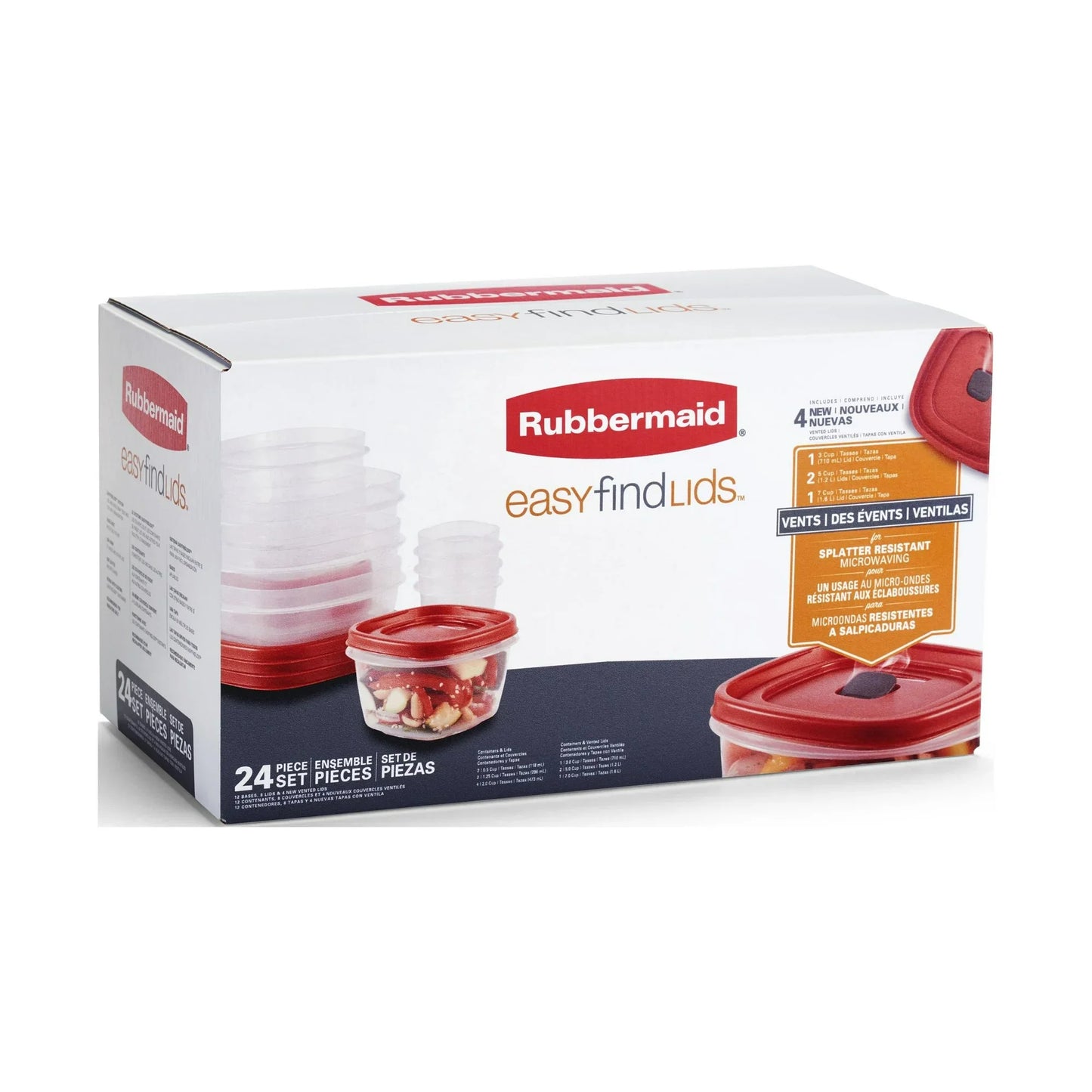 Rubbermaid EasyFindLids 24 Piece Food Storage Containers Variety Set, Red