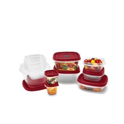 Rubbermaid EasyFindLids 24 Piece Food Storage Containers Variety Set, Red